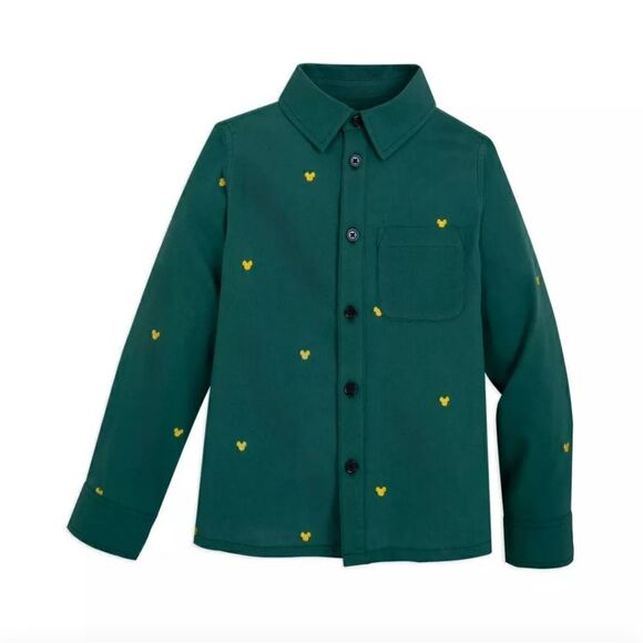Disney Store Official Mickey Mouse Icon Holiday Long Sleeve Button Front Shirt - Picture 1 of 6